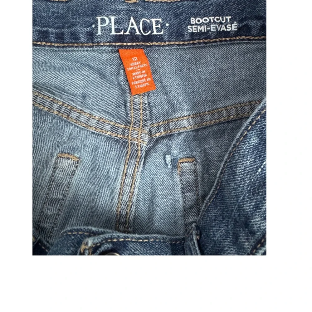 The Childrens Place Boys Husky Bootcut Jeans Medium Wash Denim Pants‎ 12 Husky